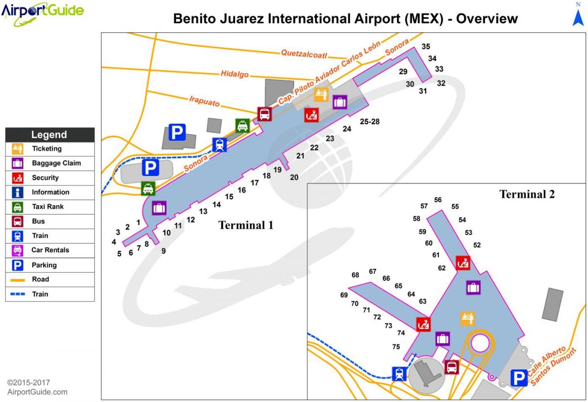 Мексико сити, терминал 1 на мапи
