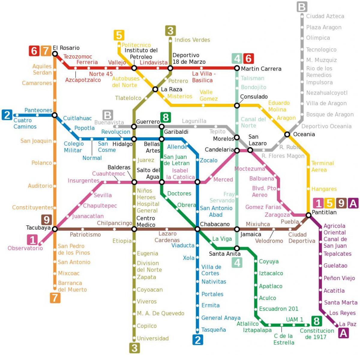 Мексико сити на мапи метроа