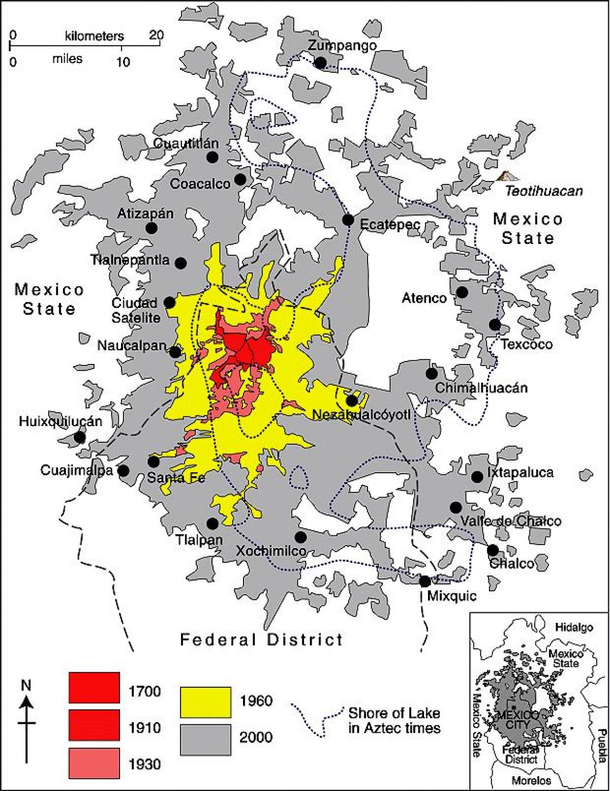мапа Мексика градског округа