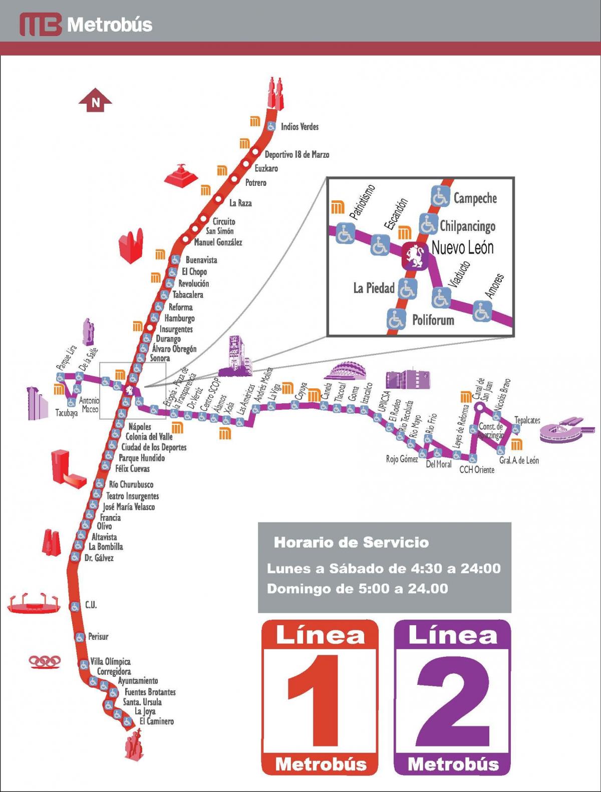 карта метробуса Мексико ситију 